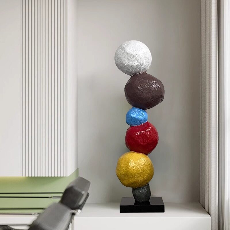 定制抽象玻璃钢彩色石头雕塑摆件