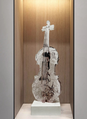 可定制轻奢透明小提琴雕塑摆件