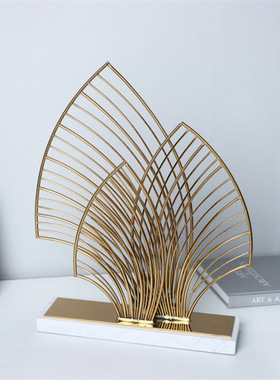 可定制现代轻奢扇形金属屏风摆件