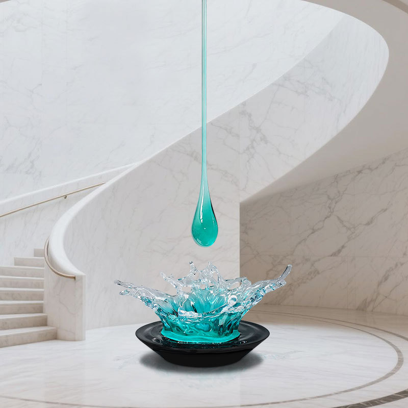 可定制大型水滴浪花雕塑摆件酒店大堂别墅样板房间售楼处软装吊饰