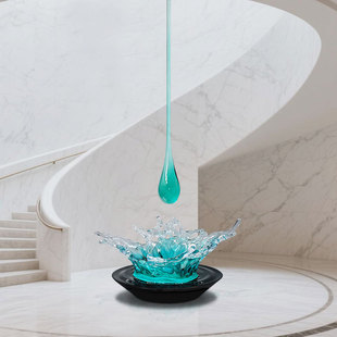 可定制大型水滴浪花雕塑摆件酒店大堂别墅样板房间售楼处软装 吊饰