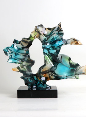 定制现代简约太湖石透明雕塑摆件