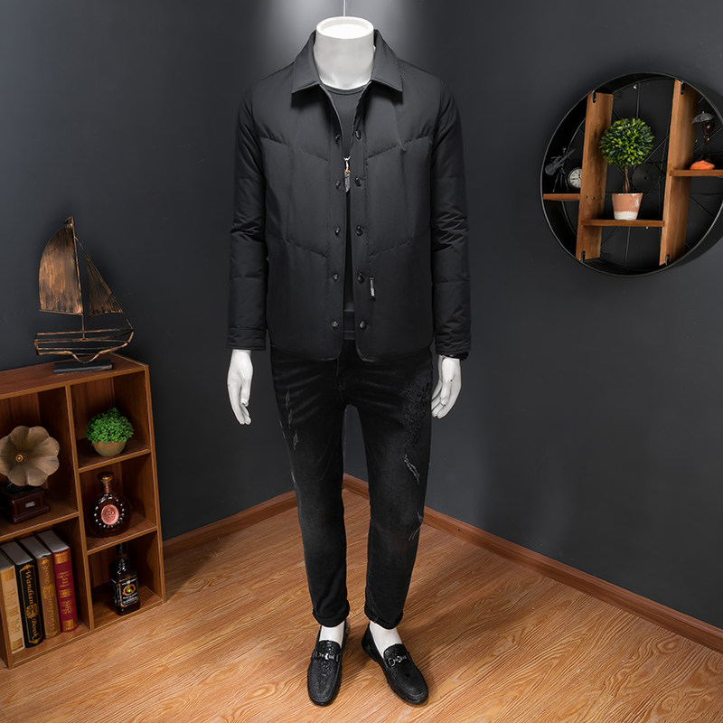 2025冬季新款白鸭绒羽绒服男士商务休闲翻领保暖外套2703P195,男装羽绒服,电商D260