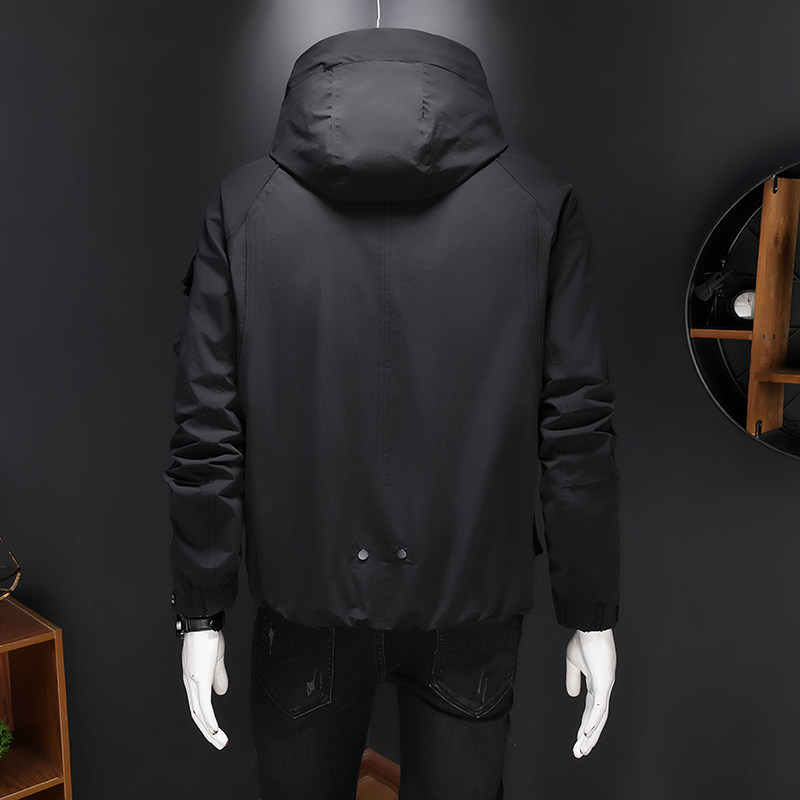 秋新款连帽工装大口袋纯色夹克休闲宽松户外夹克外套25096P175,男装夹克,电商D260