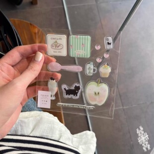 猫咪生活插画滴胶贴纸少女心可爱立体diy手帐咕卡手机壳电脑贴纸
