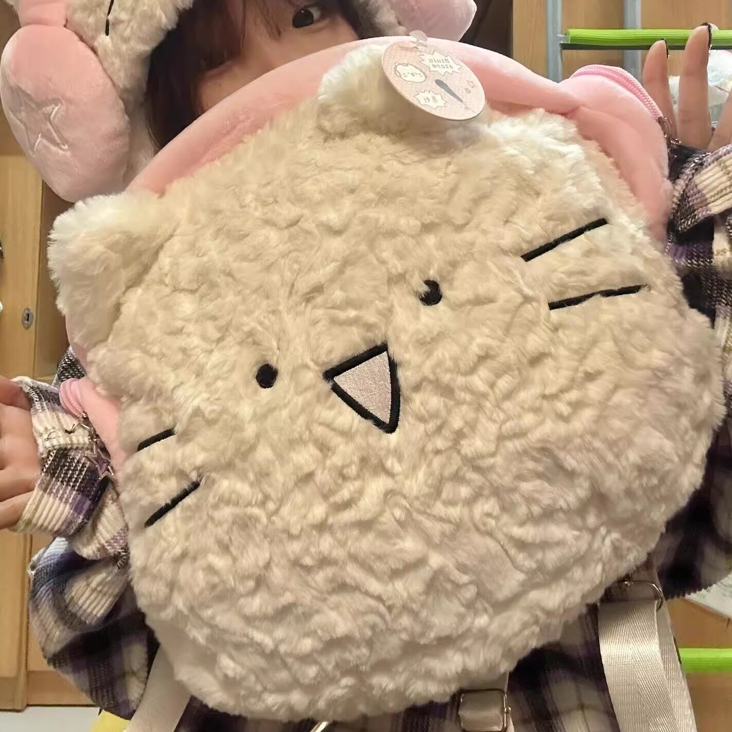 可爱耳机猫软妹毛绒双肩包