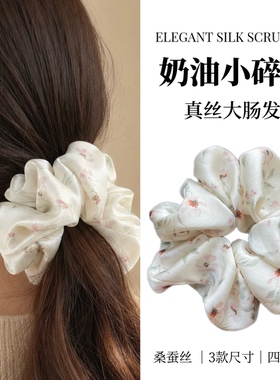 真丝印花桑蚕丝缎面大肠发圈女睡觉不伤发丸子头扎头发头绳发饰