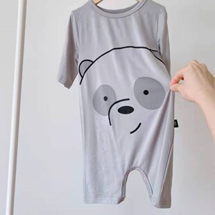 莫代尔婴儿连体睡衣夏季薄款宝宝短袖家居服舒适儿童防踢被优质款