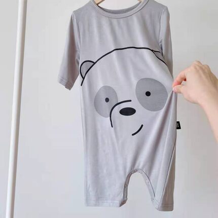 莫代尔婴儿连体睡衣夏季薄款宝宝短袖家居服舒适儿童防踢被优质款