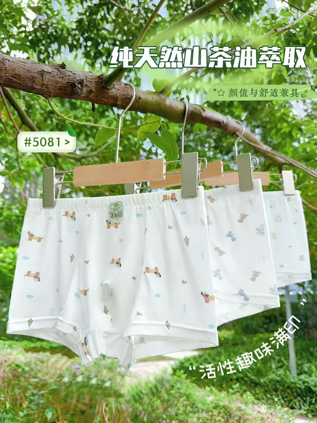 5081不夹pp 妈妈赞男童山茶油3/5条装莫代尔润平角裤