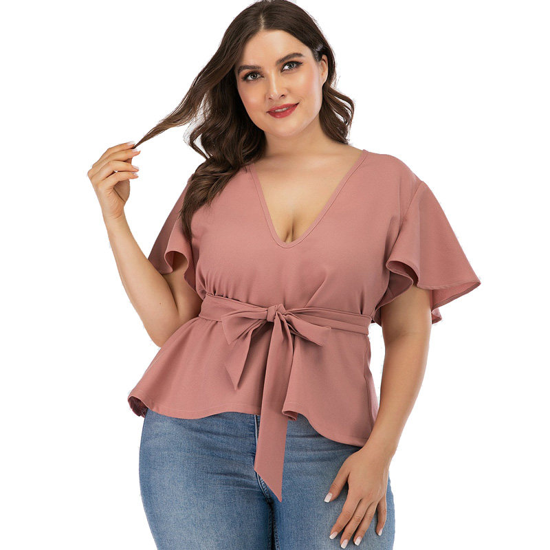 Large Size Lady Blouse V Neck Short-sleeved fat woman shirts|ruв категории Женская одежда, женской одежды - от Buy2taobao.com для оказания профессиональной услуги покупки агента Taobao