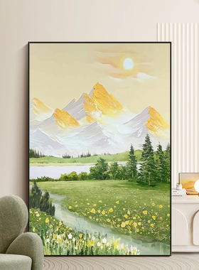 砂岩立体奶油风客厅装饰画沙发背景墙山水风景落地画玄关入户挂画