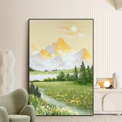 砂岩立体奶油风客厅装饰画沙发背景墙山水风景落地画玄关入户挂画