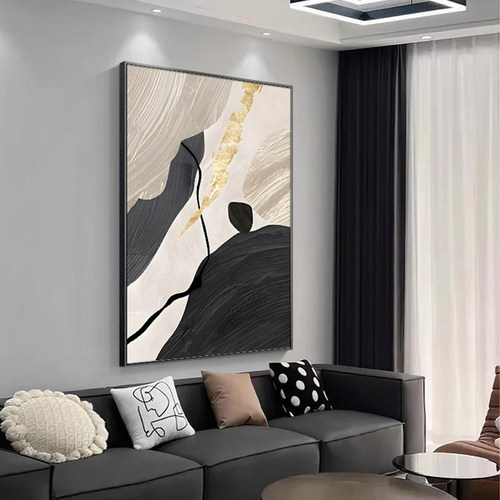 简约现代客厅装饰画沙发背景墙落地画黑白灰抽象大气入户玄关挂画