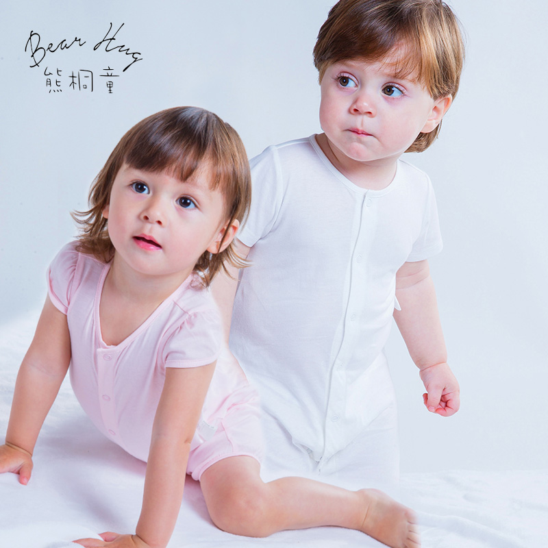熊桐童 寶寶連體衣嬰幼兒純棉哈衣新生兒爬服原創衣服短袖夏季