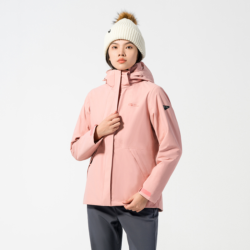 牧高笛三合一冲锋衣户外防风防水保暖双面抓绒徒步登山服女款