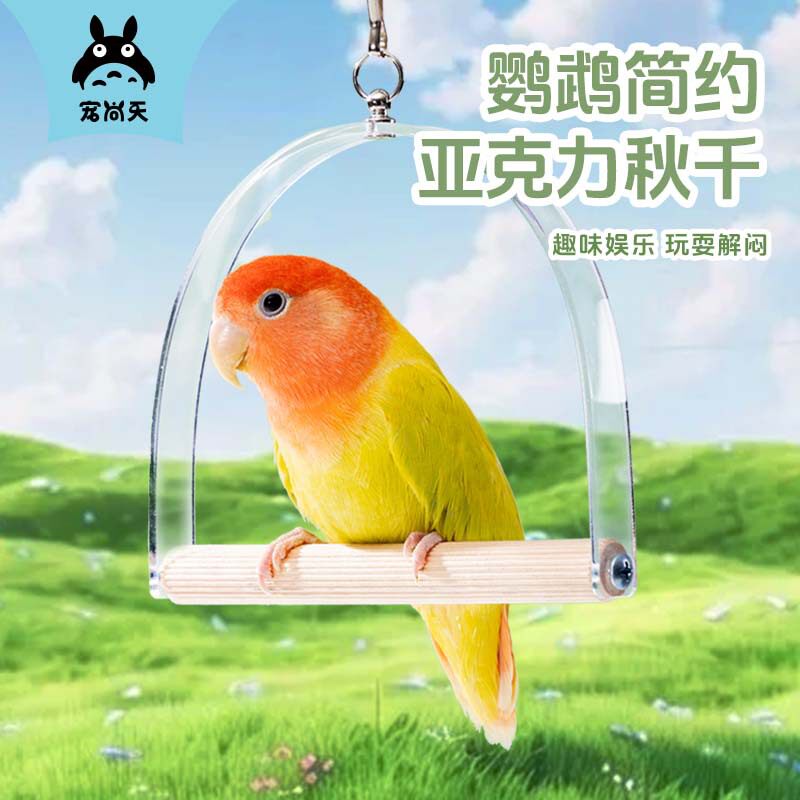 宠尚天鹦鹉攀爬玩具亚克力秋千大号透明发泄工具玄凤牡丹虎皮吊环