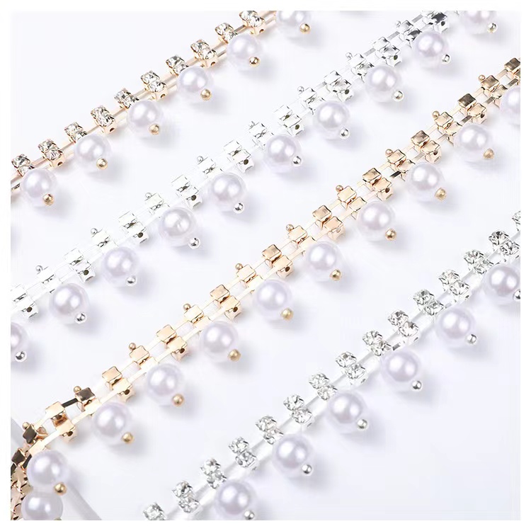 婚纱礼服珍珠水钻链条