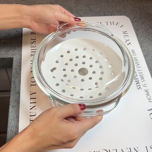 微波炉加热蒸笼陶瓷多孔蒸盘圆形食品级蒸碟蒸海鲜蒸鱼蒸包子家用