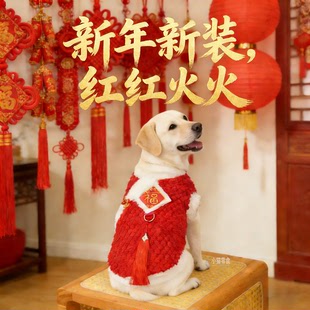 拉布拉多专用狗狗新年衣服大型犬小狗冬装棉服拜年服2026新款马年