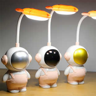 卡通太空人小台灯 便携LED可爱照明灯USB充电宿舍书桌床头急用灯
