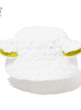 海湾兔Bunnies 羊耳渔夫帽可爱绒绒保暖秋冬绿色耳朵黑色咩咩毛绒