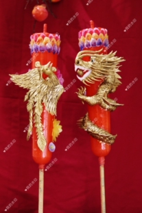 金色彩花立体龙凤花烛洞房花烛传统手工艺艺术节日结婚婚庆用品