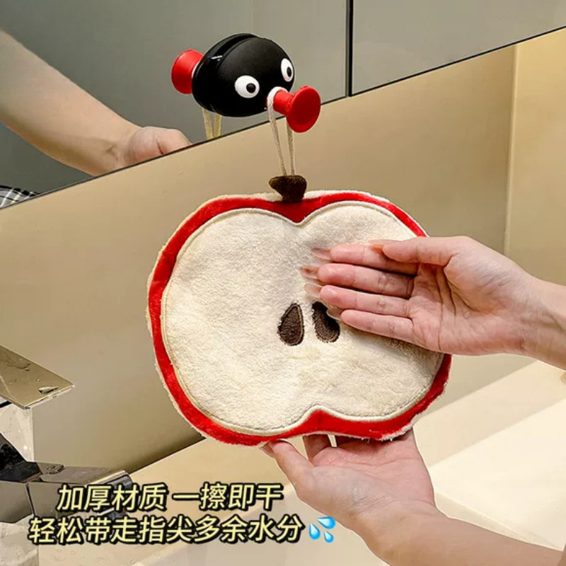 可爱苹果家用擦手巾挂式毛巾超强吸水加厚厨房卫生间抹布r