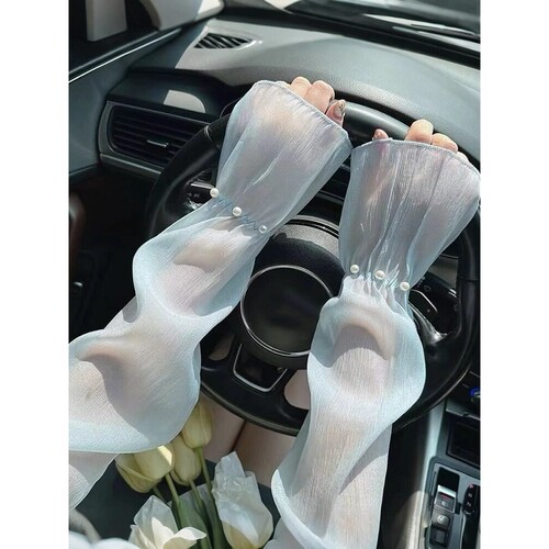 防晒袖套女夏蕾丝冰袖2025新款防紫外线开车宽松手套薄款冰丝手袖