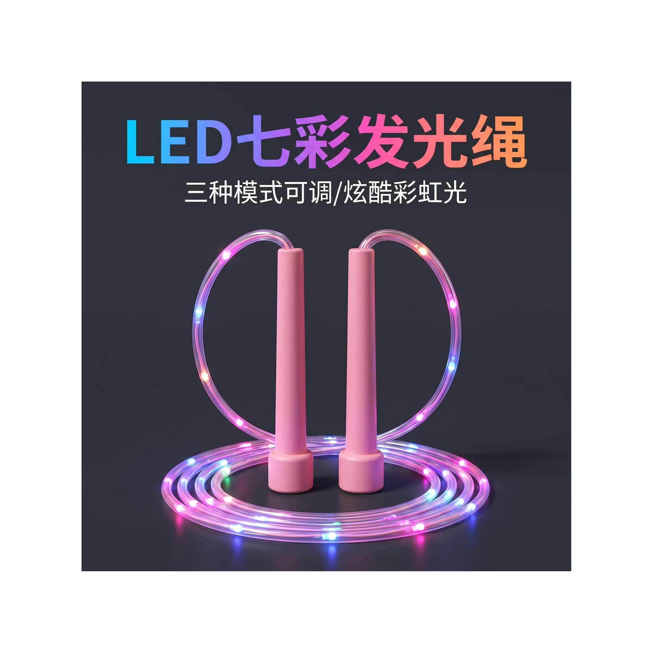 发光跳绳儿童竞速跳绳七彩可调节专业健身中考闪光夜光绳锻炼跳绳
