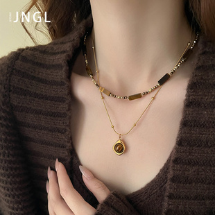 项链配饰女冬天轻奢高级感秋冬美拉德吊坠复古气质百搭毛衣链高档