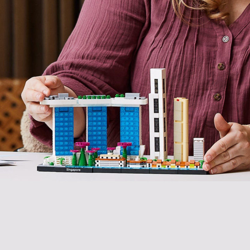 중국 빌딩 블록 빌딩 거리 장면 21057 싱가포르 스카이 라인 세계 랜드 마크 어린이 조립 장난감 장식품