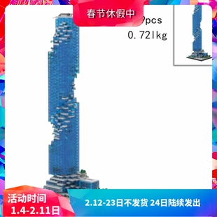 中国积木MOC-174819建筑街景天线线曼谷玛哈那空摩天大楼拼装玩具