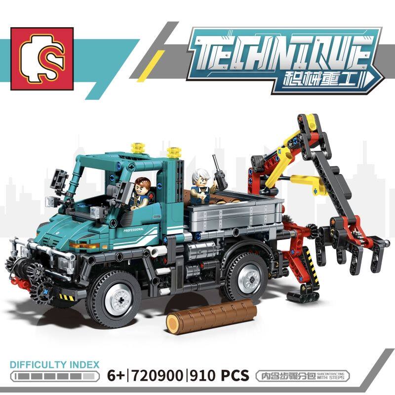 SENBAO 기술 기계 그룹 UNIMOG 로깅 트럭 높은 난이도 성인 조립 중국어 빌딩 블록 장난감 720900