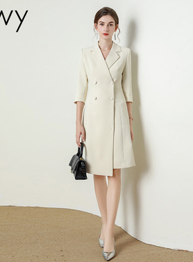 冯琳同款主持人连衣裙礼服正装2025年夏秋新款商务工作职业西装裙