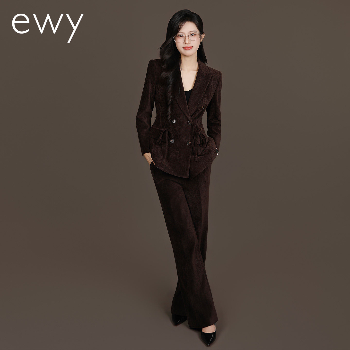 ewy商务主持面试双排扣西装套装女秋冬修身收腰显瘦职业装时尚,女装/女士精品,职业女裤套装,淘宝优惠券,粉丝福利购,淘宝优惠卷