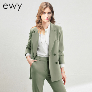 外套女韩版 翠绿色西装 休闲商务西服套装 时尚 春季 主持人上镜装 新款