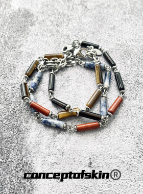 conceptofskin 2025新款 手作彩色玛瑙原石 节节手链