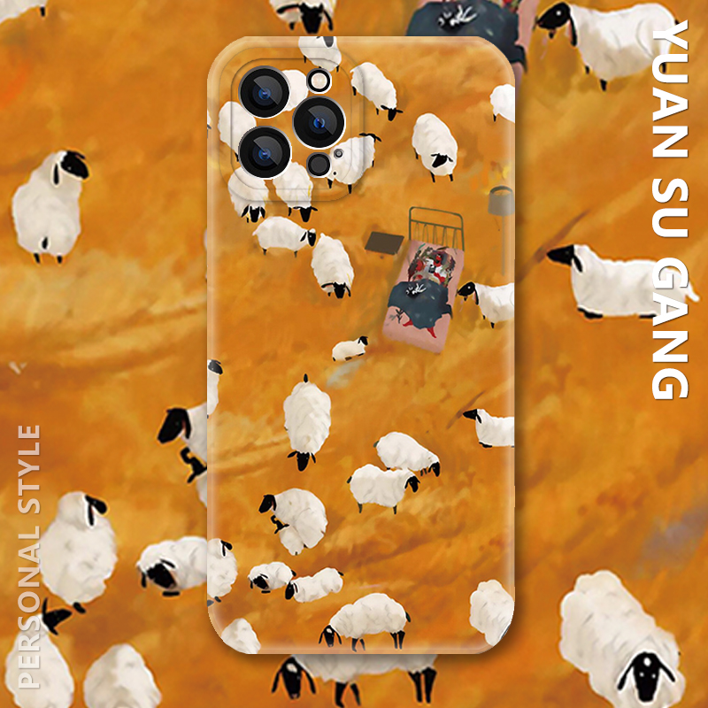 mie~可爱油画羊菲林iPhone16promax苹果17Air手机壳适用华为P70小米15红米k80硬OPPOreno14荣耀300软vivox200