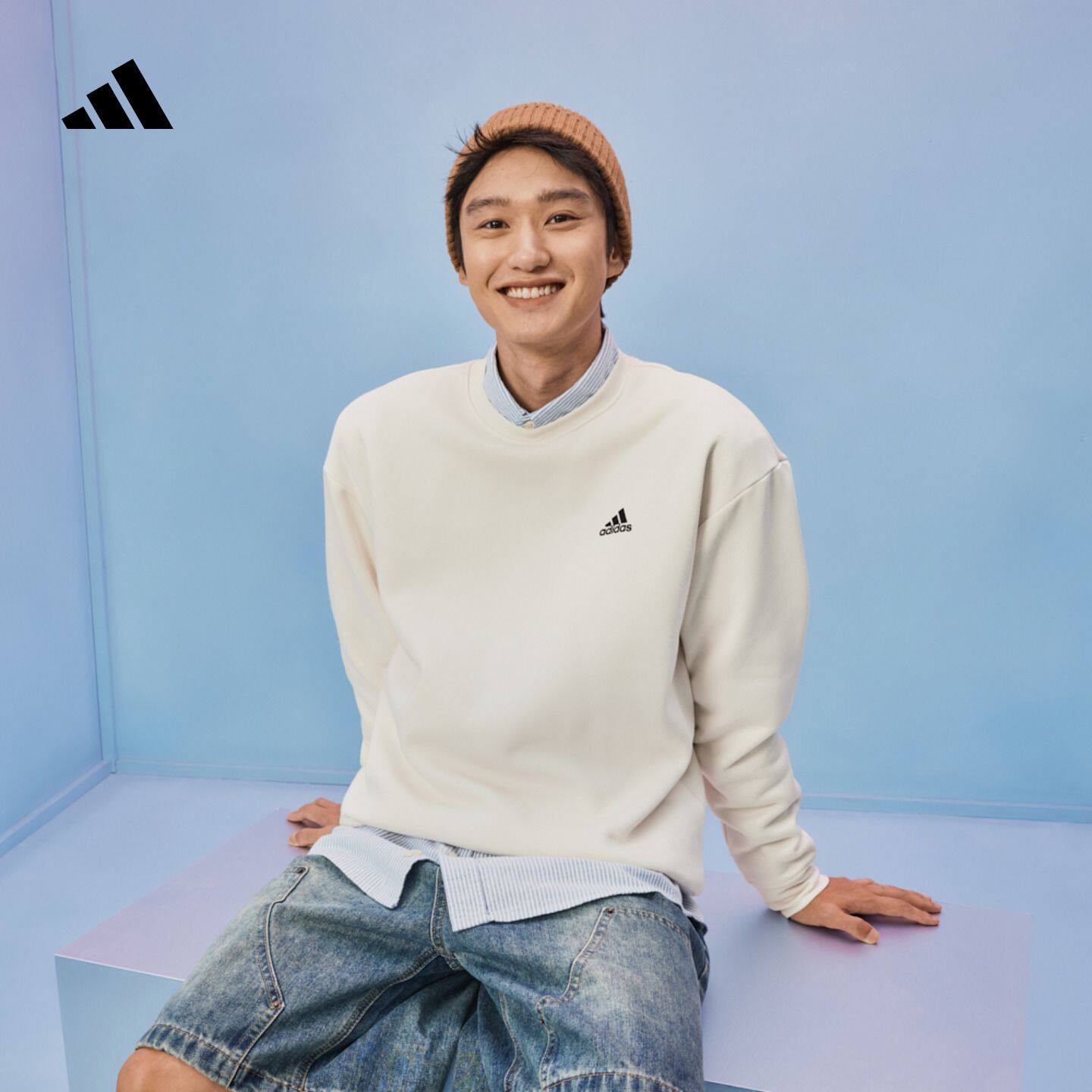 adidas阿迪达斯轻运动男女秋季情侣款加绒圆领长袖卫衣IB2713