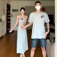 2025新款法式包臀連衣裙情侶裝夏