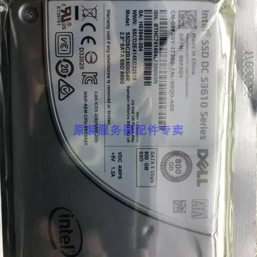 / S3610 SSD DC 800G SATA 6Gbps 09F3GY 800GB固态硬盘议价