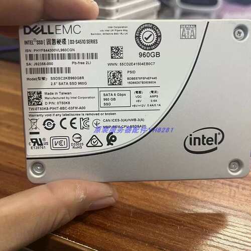 S4510 960G SATA 读密集型企业级 SSD 0T50K8 R740 固态硬盘议价