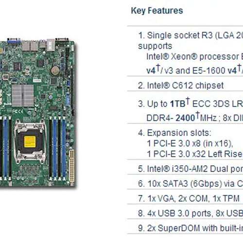 SUPERMICRO X10SRW F 主板 LGA2011 V3 V4 双千兆网卡 DDR4议价