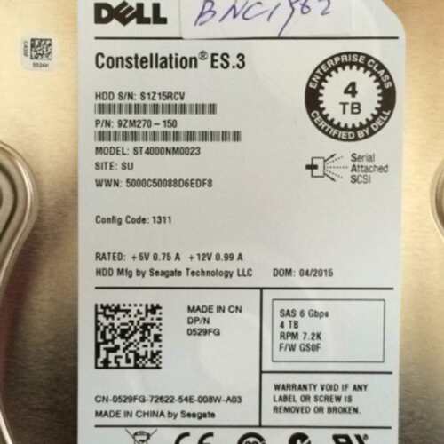 / 4T SAS 7.2K 3.5寸 128M ST4000NM0023 0529FG 4TB硬盘议价