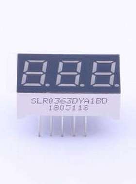 SLR0363DYA1BD LED数码管 3位0.36英寸黄色数码管 共阳极 插件
