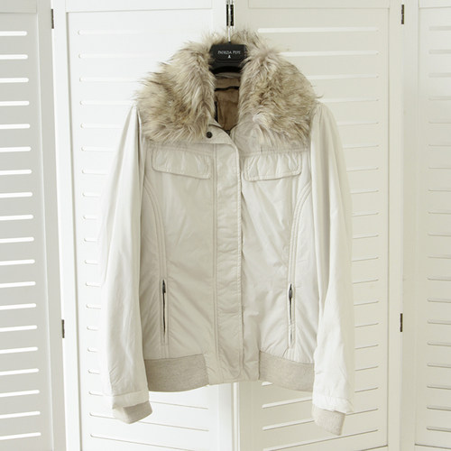 欧货葡萄牙品牌专柜正品petermurray白色女棉服毛领短款上衣外套