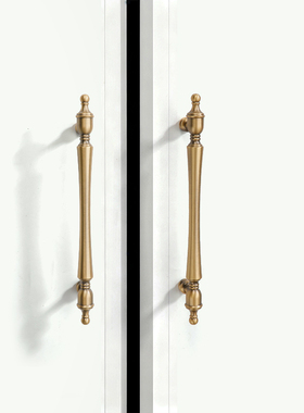 法式复古轻奢黄铜柜门拉手衣柜门抽屉橱柜鞋柜家具美式古铜色把手