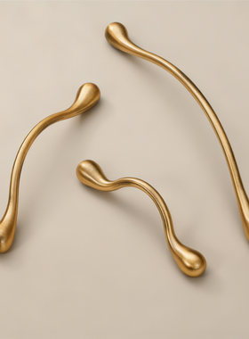 法式极简古铜拉手中古风橱柜门衣柜家具抽屉新中式轻奢亮银色把手