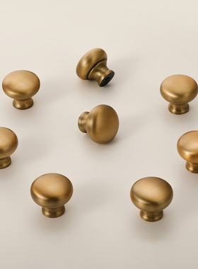 法式中古风黄铜拉手衣柜门橱柜抽屉古铜色新中式复古柜子圆形把手